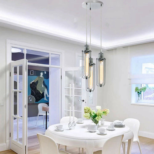 3 Way Cluster Hanging Ceiling Pendant Light E27 Chrome Light Fitting Lamp Kit~1353