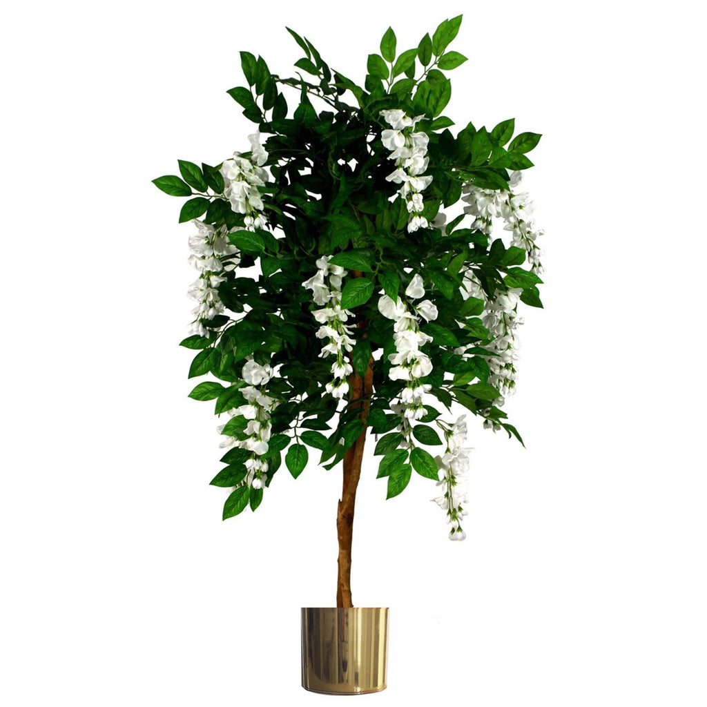 Artificial Wisteria Tree 130cm Luxury Wisteria 130cm Trunk Gold Metal Planter