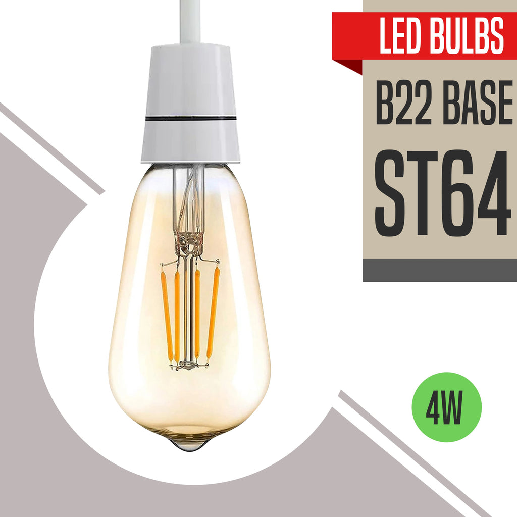 Vintage LED Bayonet Bulb ST64 4W/8W B22 Dimmable Squirrel Cage Light Bulb ~3209