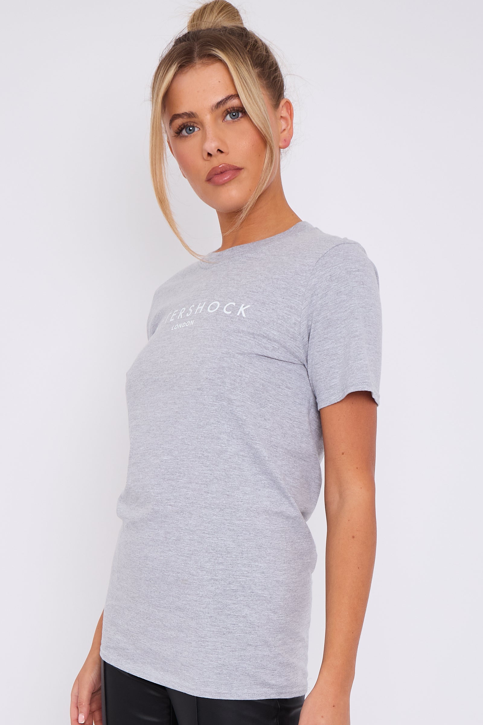Grey Logo Short Sleeve Round Neck T-Shirt-4