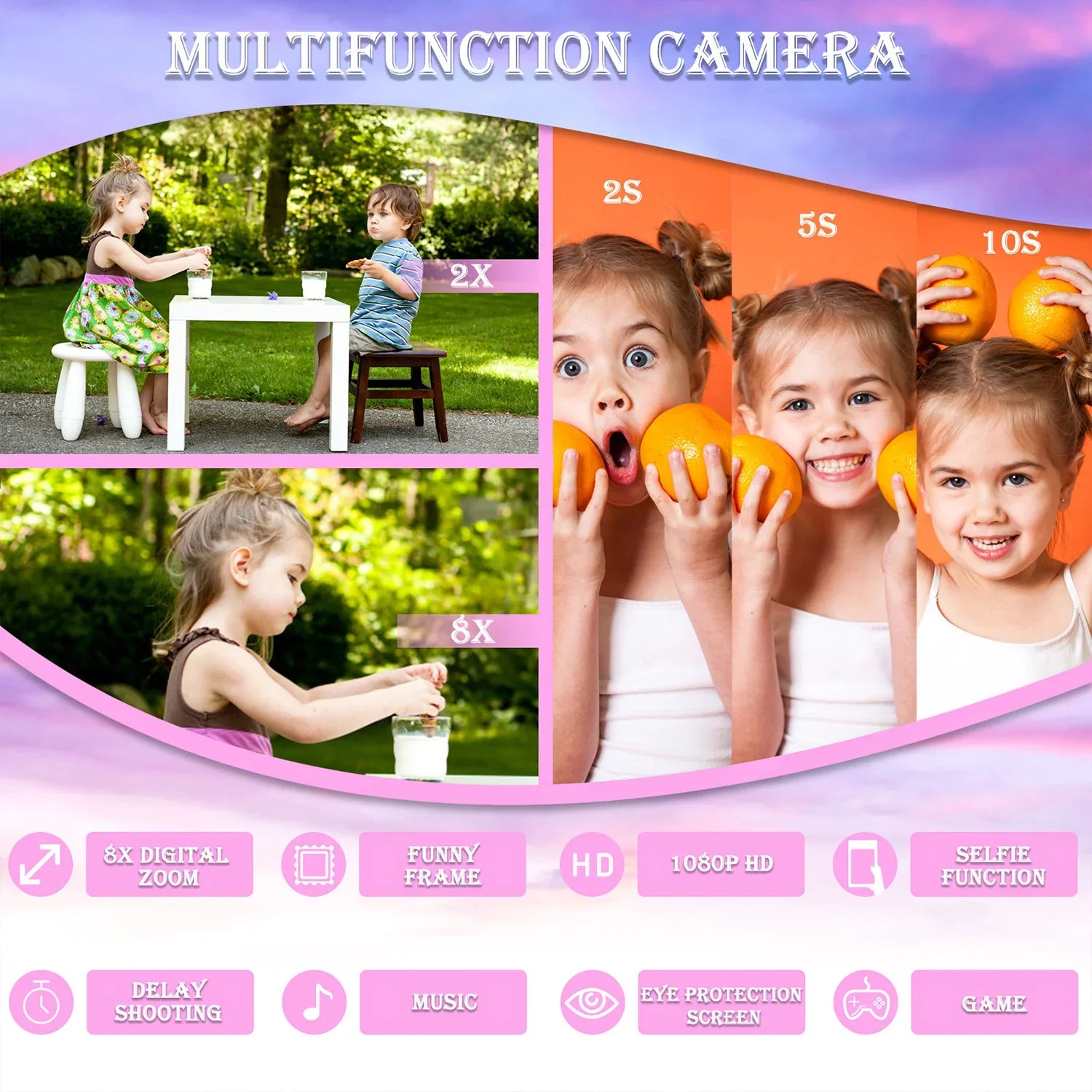 NNEOBA Kids Mini Camera Unicorn 1080P HD 2-Inch Screen