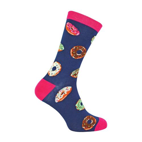 1 Pack Mens Novelty Navy Doughnut Bamboo Socks
