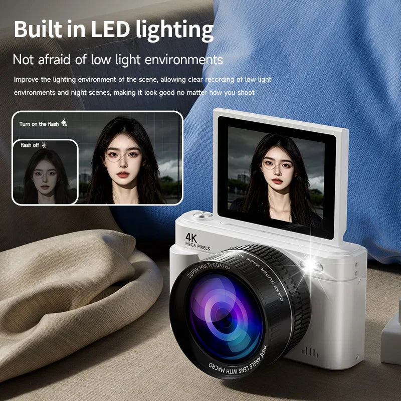 NNEOBA Retro Digital Camera Large Lens White-4