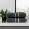 NNEDSZ amor classic dobby stripe super soft premium cotton bath towel 2 pcs charcoal-0