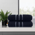 NNEDSZ amor classic dobby stripe super soft premium cotton bath towel 2 pcs sailor blue-0