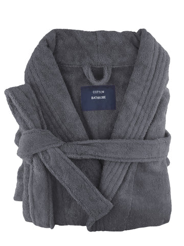 NNEDSZ small medium egyptian cotton terry toweling bathrobe charcoal-0