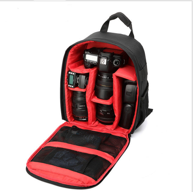 NNEDSZ Red Lining Water-Resistant DSLR Camera Backpack with Tripod Holder, Lightweight and Spacious Photography Bag for Outdoor Use(Camera and accessories are props, not included)-0