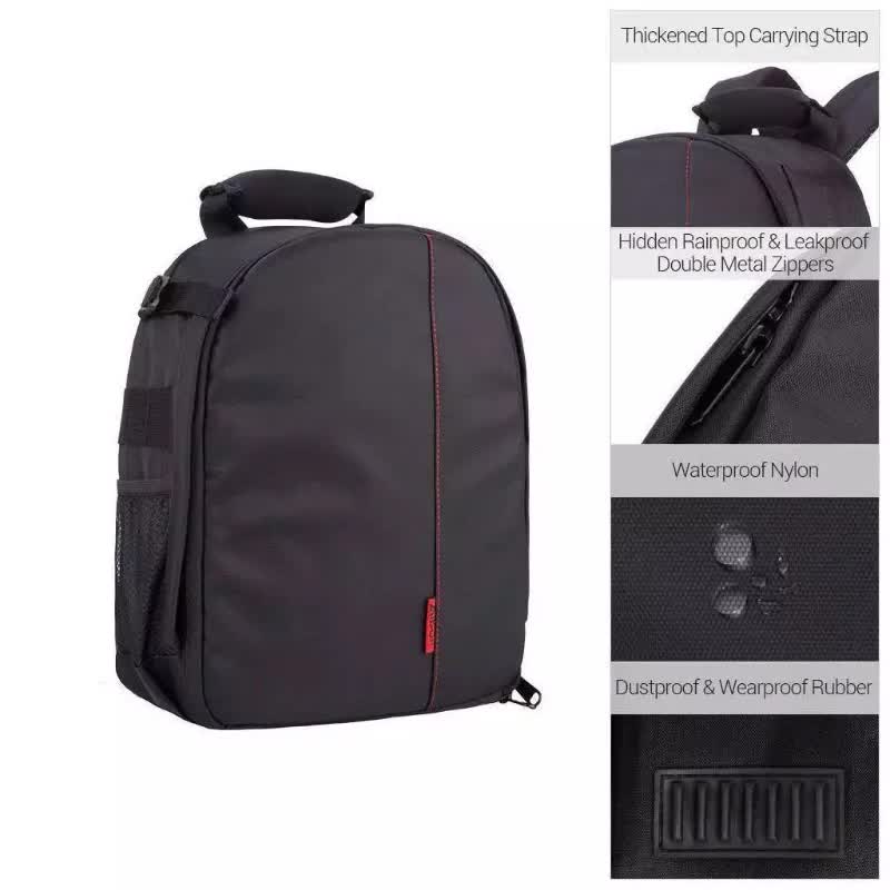 NNEDSZ Red Lining Water-Resistant DSLR Camera Backpack with Tripod Holder, Lightweight and Spacious Photography Bag for Outdoor Use(Camera and accessories are props, not included)-1