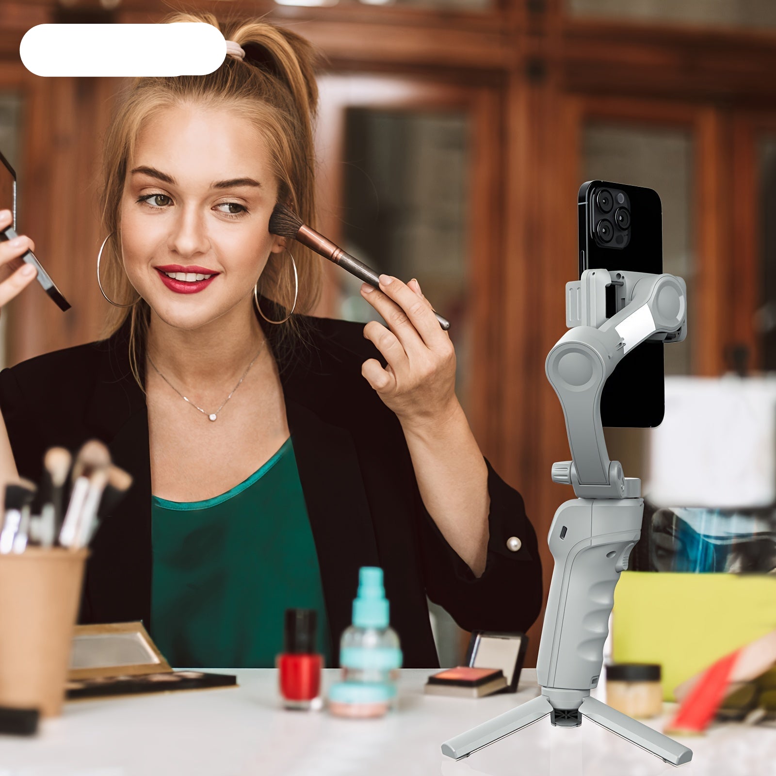 3-Axis Selfie Stick Stabilizer with LED & Face Tracking-4