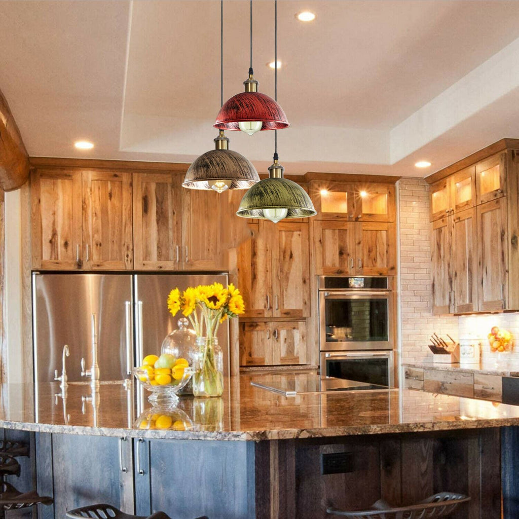 Dome Shape Hanging Light Above Kitchen Island ~1248