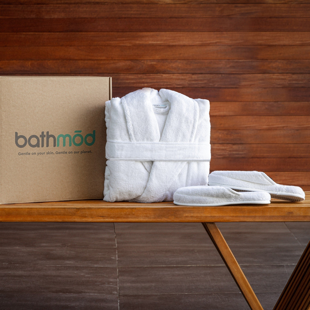 Luxury Organic Bathrobe & Slipper Set-0