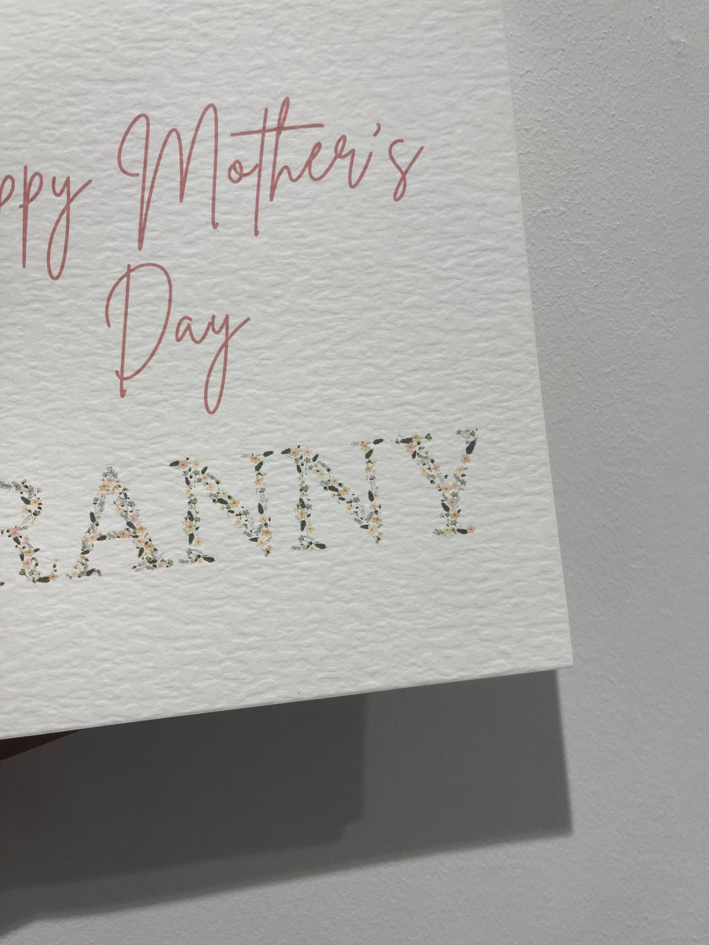 Happy Mothers Day Granny Pink Floral Letters Mothers Day Cute Funny Humorous Hammered Card & Envelope