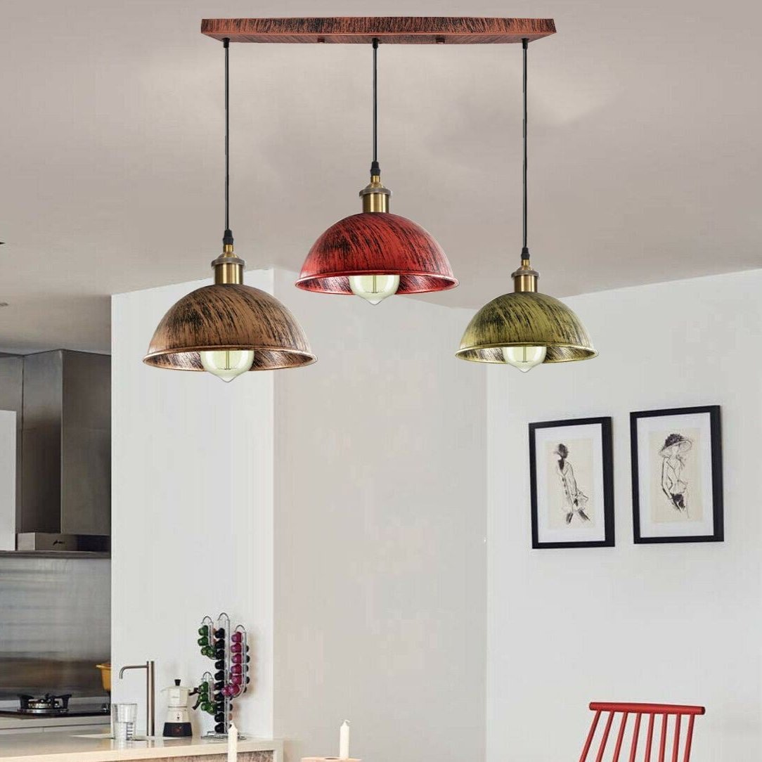 Dome Shape Hanging Light Above Kitchen Island ~1248