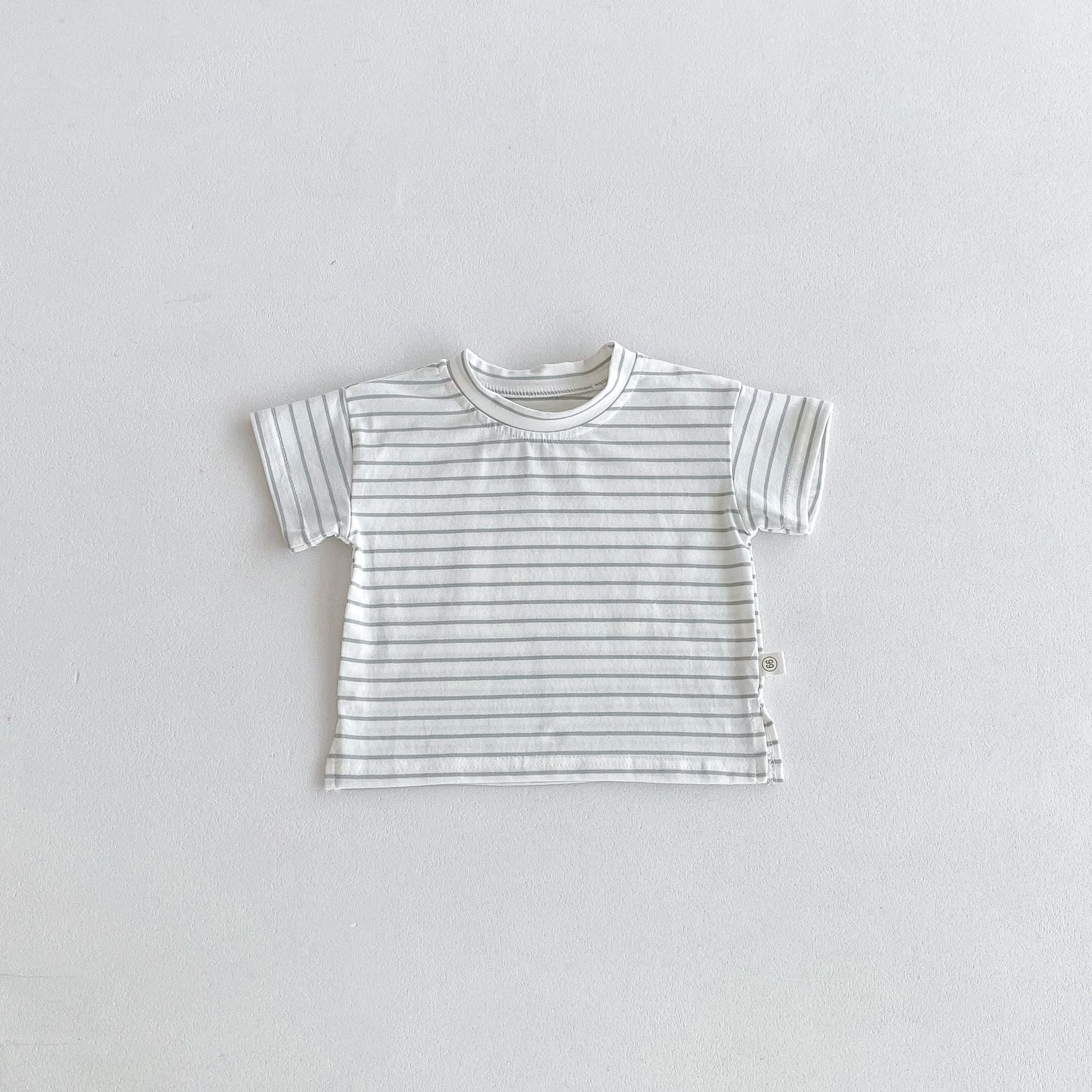 Summer Hot Selling Baby Kids Unisex Sleeveless Rainbow Embroidered Strap Overalls and Striped T-Shirt Clothing Set